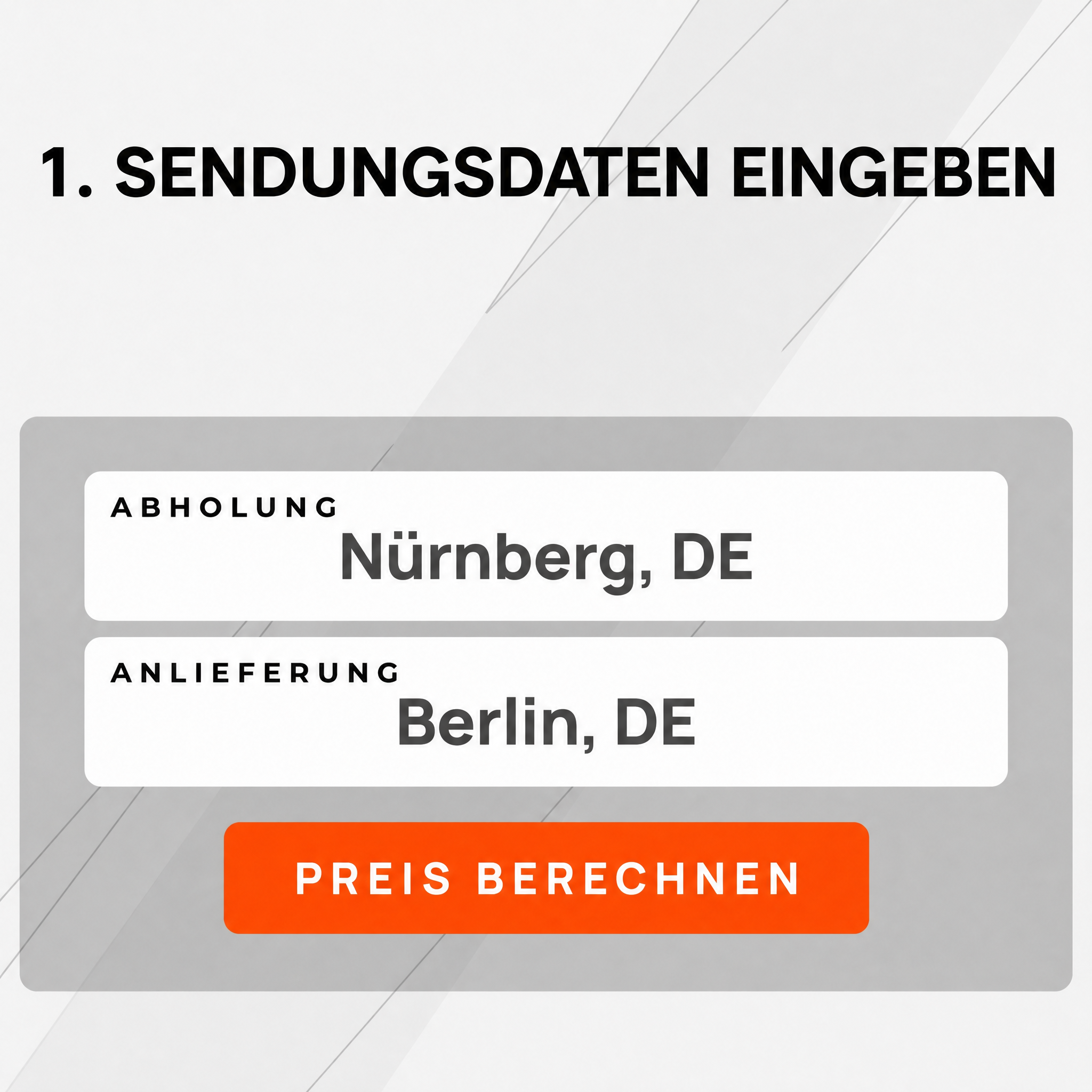 Schritt 1: Sendungsdaten eingeben – Abholung und Anlieferung bei NexCargo