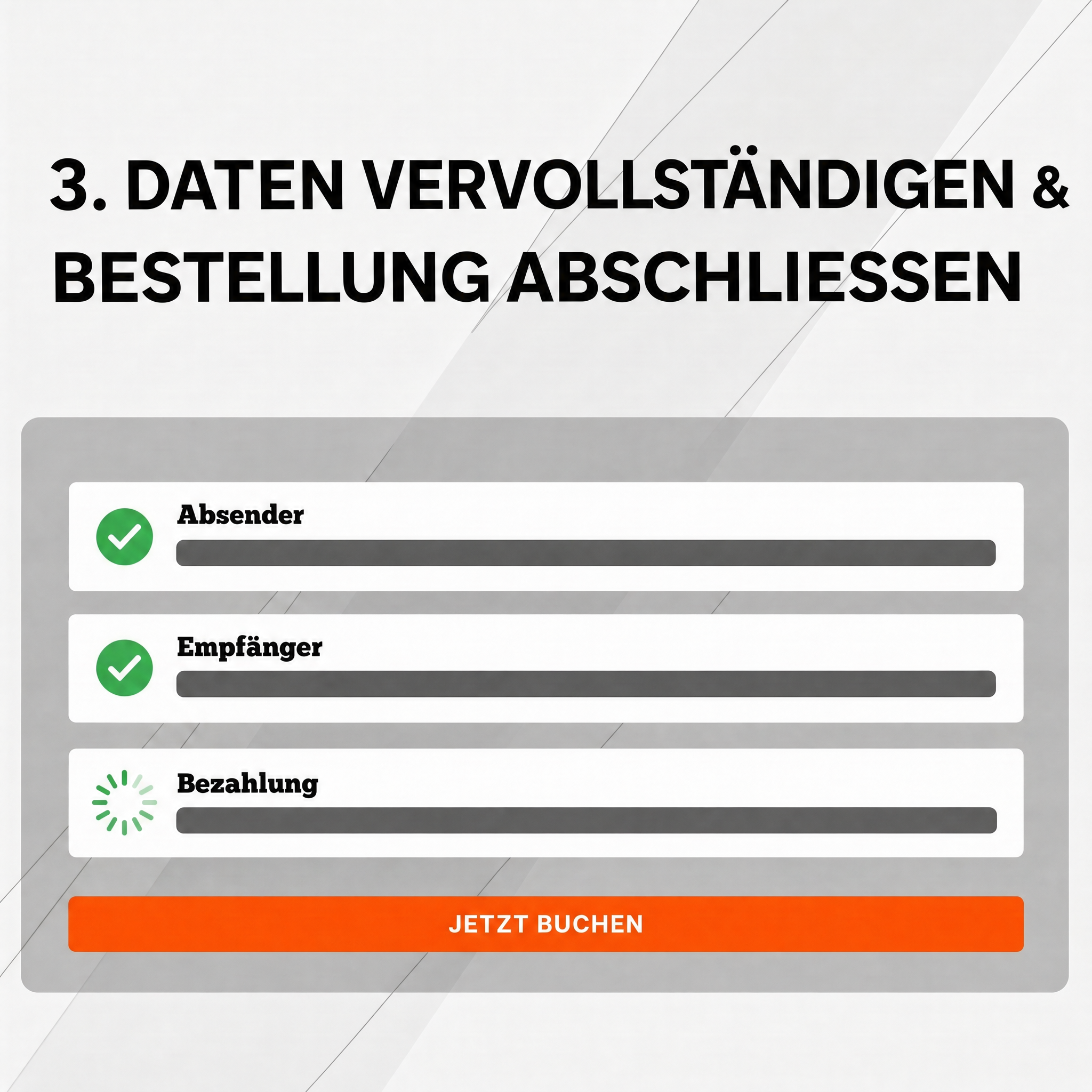Schritt 3: Daten vervollständigen und Bestellung abschließen bei NexCargo